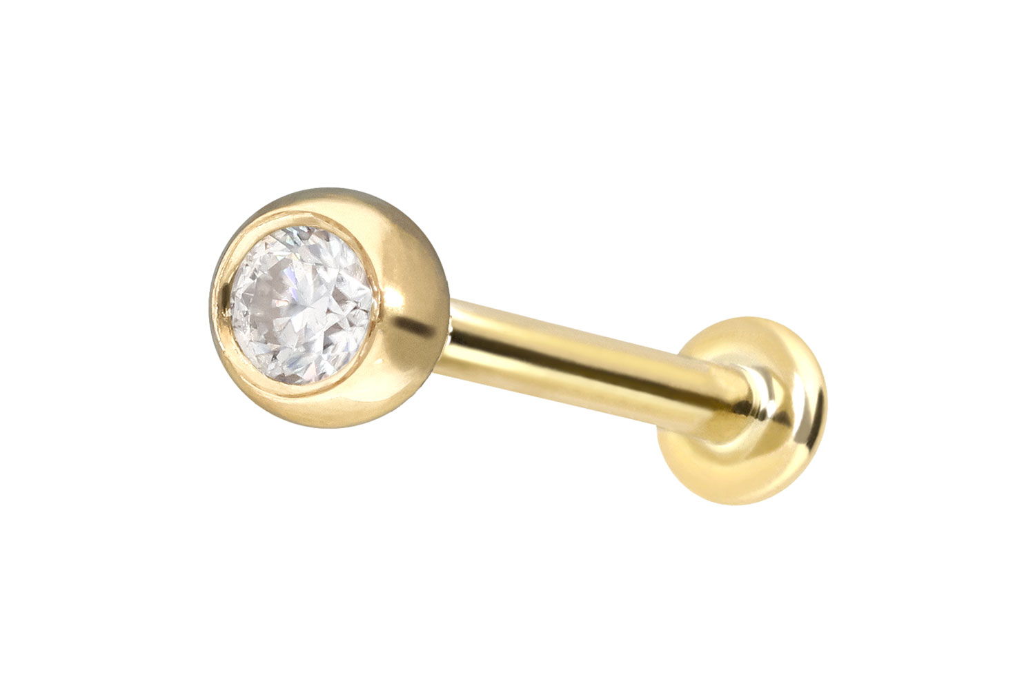 14 Karat Gold Labret Piercing mit Push Fit MOISSANIT